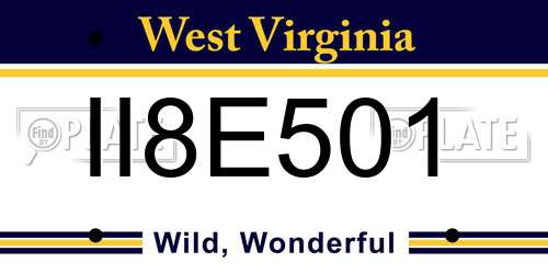II8E501 West Virginia License Plate