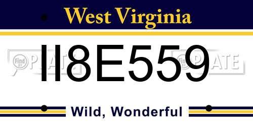 II8E559 West Virginia License Plate