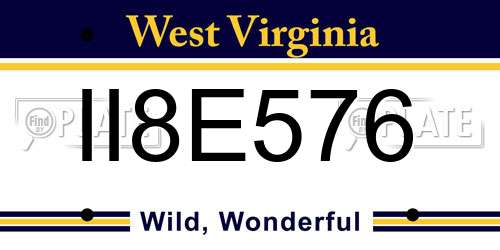 II8E576 West Virginia License Plate