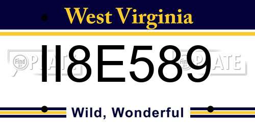 II8E589 West Virginia License Plate