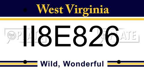 II8E826 West Virginia License Plate