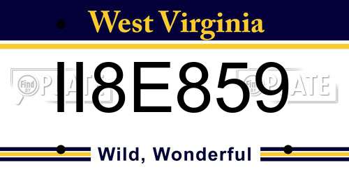 II8E859 West Virginia License Plate