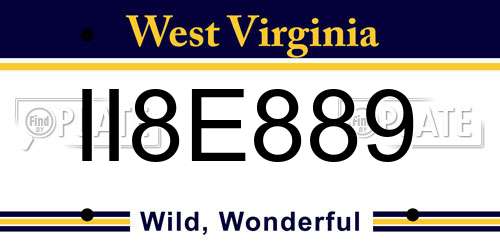 II8E889 West Virginia License Plate