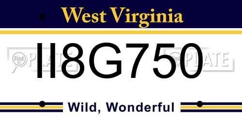 II8G750 West Virginia License Plate