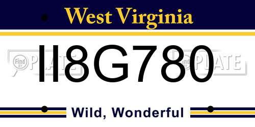II8G780 West Virginia License Plate