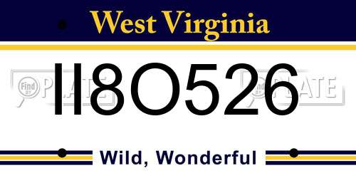 II8O526 West Virginia License Plate