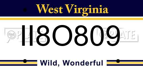 II8O809 West Virginia License Plate