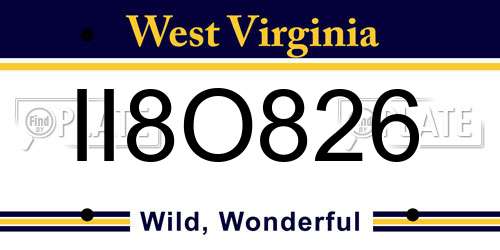 II8O826 West Virginia License Plate