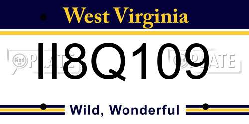 II8Q109 West Virginia License Plate