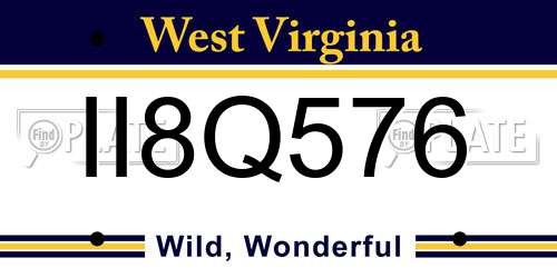 II8Q576 West Virginia License Plate