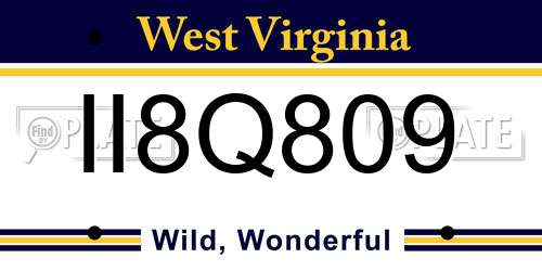 II8Q809 West Virginia License Plate