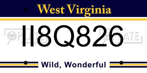 II8Q826 West Virginia License Plate