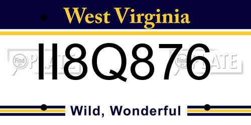 II8Q876 West Virginia License Plate