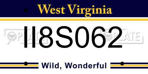 II8S062 West Virginia License Plate