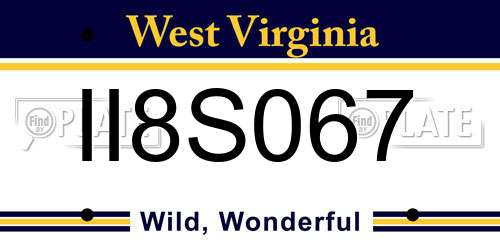 II8S067 West Virginia License Plate