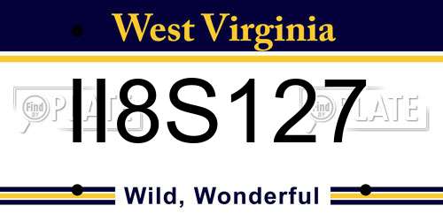 II8S127 West Virginia License Plate