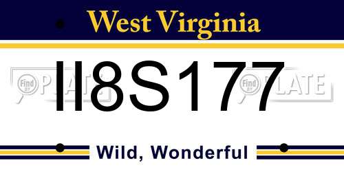 II8S177 West Virginia License Plate