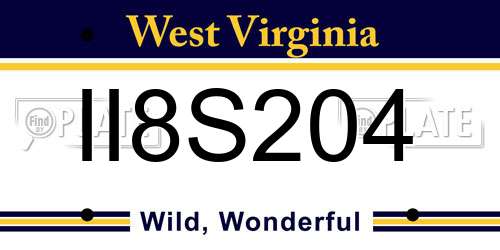 II8S204 West Virginia License Plate