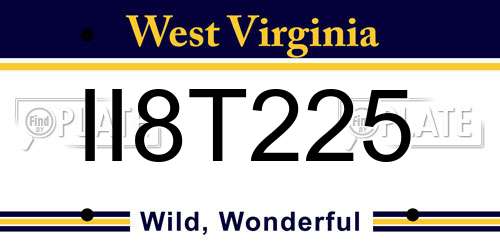 II8T225 West Virginia License Plate