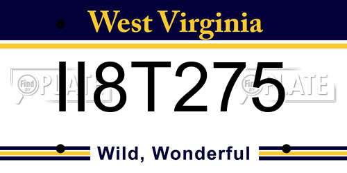 II8T275 West Virginia License Plate