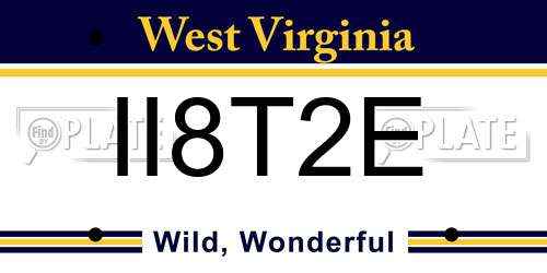 II8T2E West Virginia License Plate