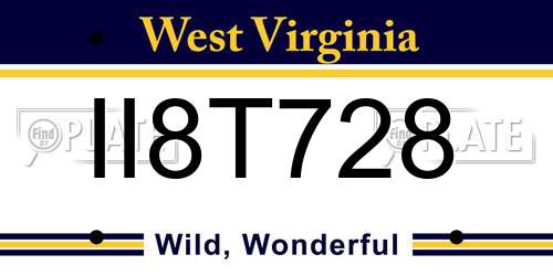 II8T728 West Virginia License Plate