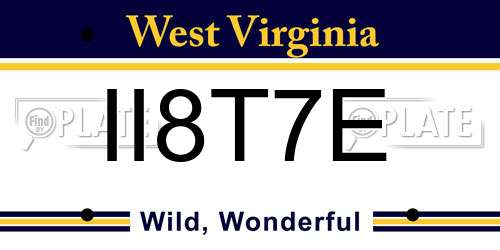 II8T7E West Virginia License Plate