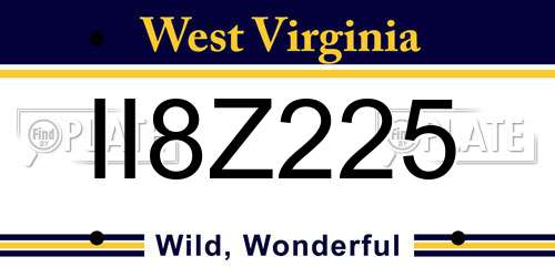 II8Z225 West Virginia License Plate