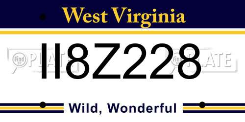 II8Z228 West Virginia License Plate