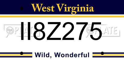 II8Z275 West Virginia License Plate