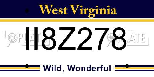 II8Z278 West Virginia License Plate