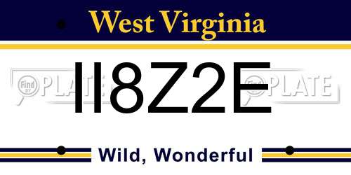 II8Z2E West Virginia License Plate