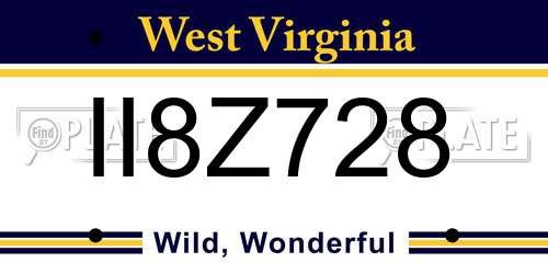 II8Z728 West Virginia License Plate