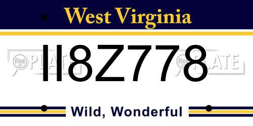 II8Z778 West Virginia License Plate