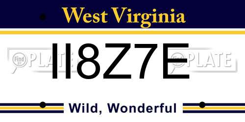 II8Z7E West Virginia License Plate
