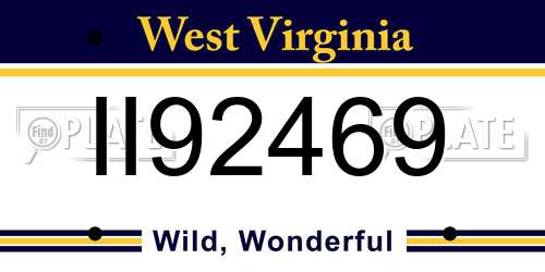 II92469 West Virginia License Plate