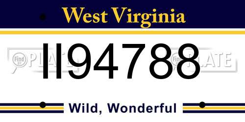 II94788 West Virginia License Plate