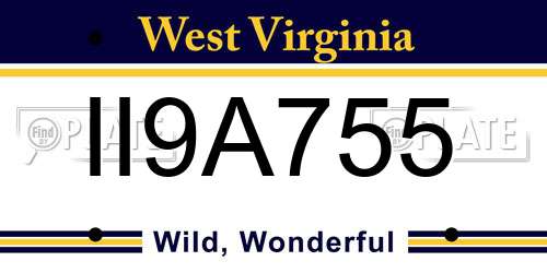 II9A755 West Virginia License Plate