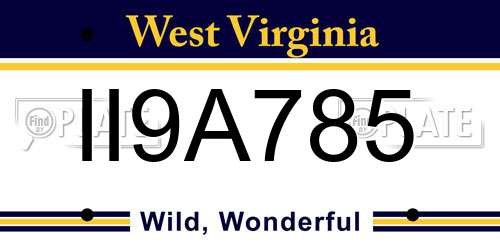 II9A785 West Virginia License Plate