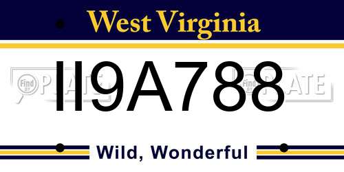 II9A788 West Virginia License Plate