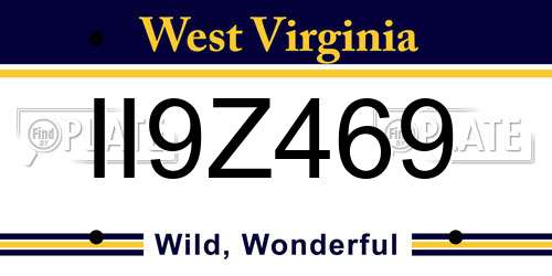 II9Z469 West Virginia License Plate