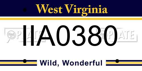 IIA0380 West Virginia License Plate