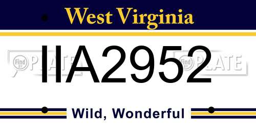 IIA2952 West Virginia License Plate