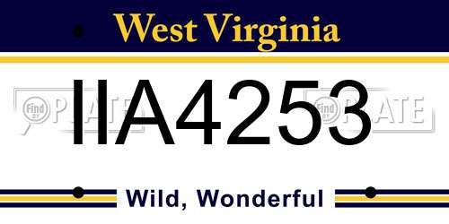 IIA4253 West Virginia License Plate