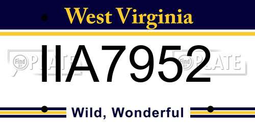 IIA7952 West Virginia License Plate