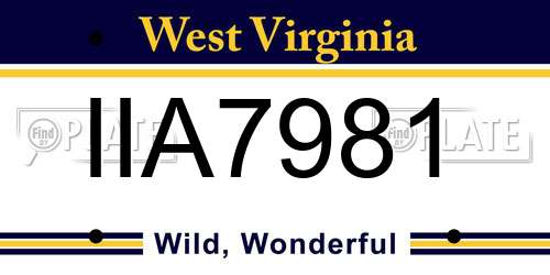 IIA7981 West Virginia License Plate