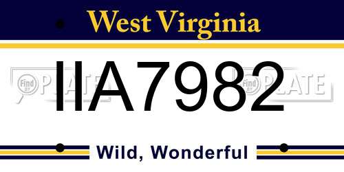 IIA7982 West Virginia License Plate