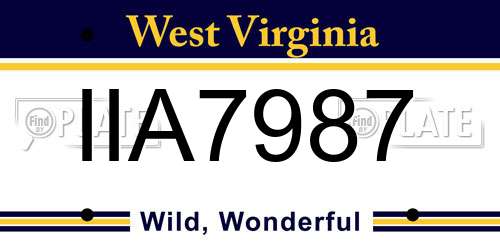 IIA7987 West Virginia License Plate