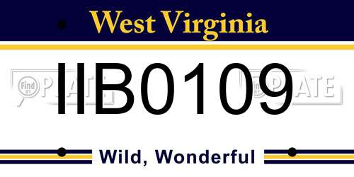 IIB0109 West Virginia License Plate