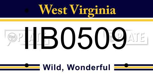 IIB0509 West Virginia License Plate